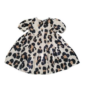 GAP Kids Leopard Print Tiered Puff Sleeve Dress Size 5 Yrs